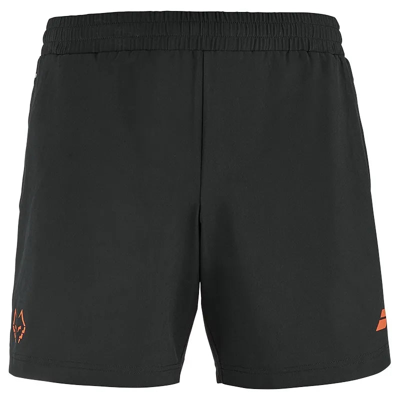 Babolat Juan Lebron black and orange sports shorts, XXL size, featuring athletic design and breathable fabric for tennis or training.