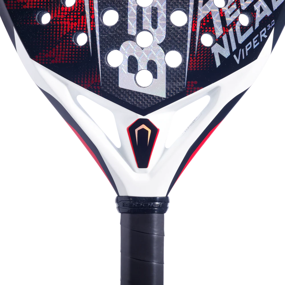 Babolat Technical Viper 3.0 padel racket with black and yellow design, featuring a lightweight frame and textured hitting surface.