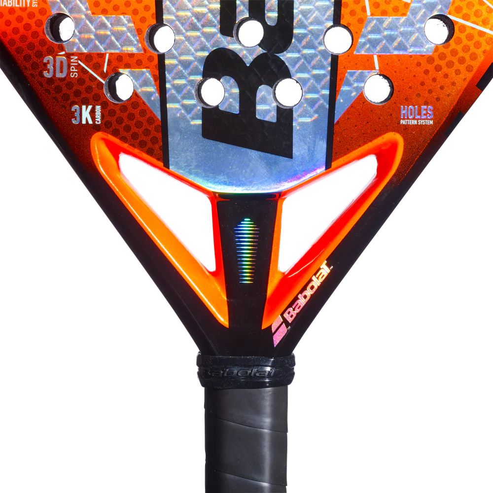 Babolat Viper Juan Lebrón 3.0 padel racket with logo design, shown with its box on a neutral background.