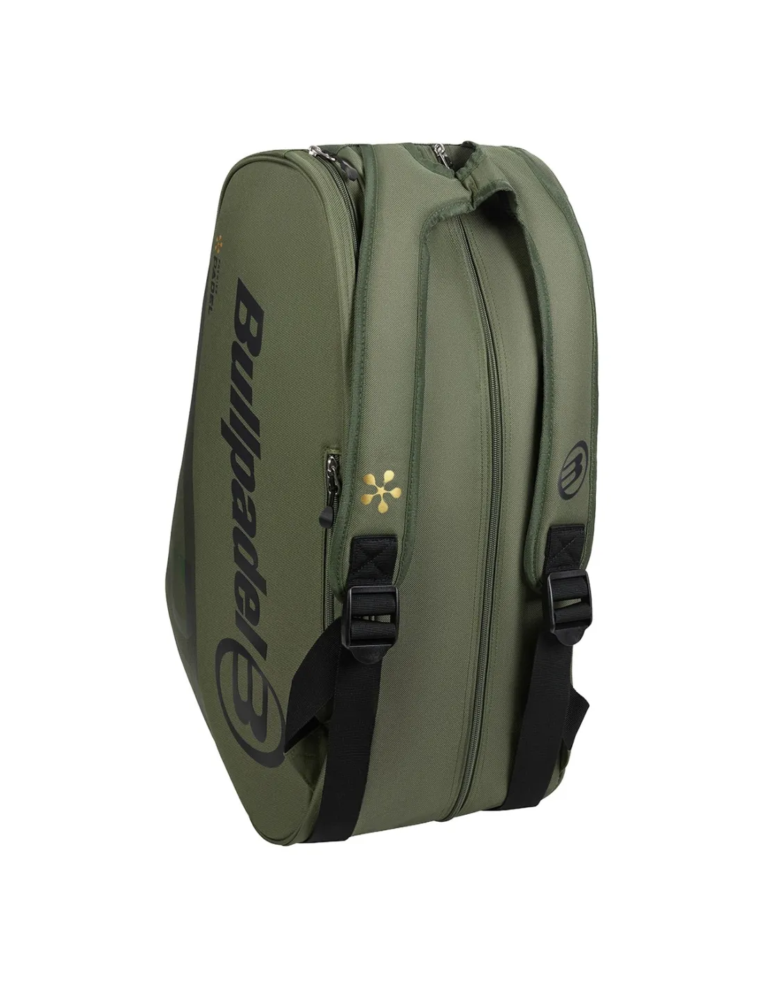 Kaki Bullpadel Tour Premier 26 Padel Bag with multiple compartments and padded straps for carrying padel rackets and accessories