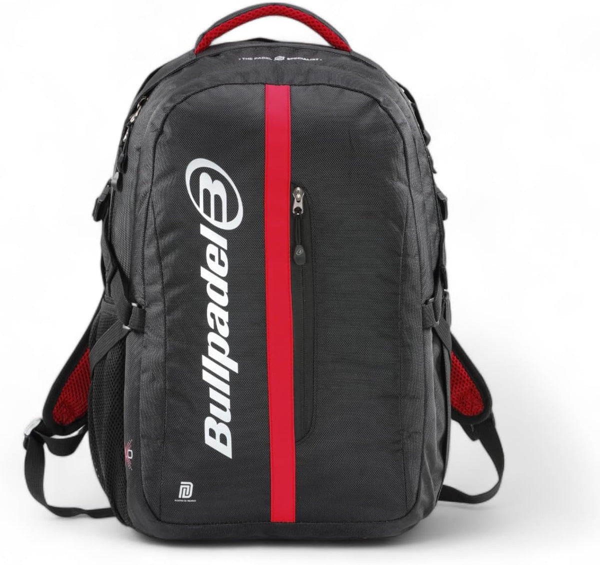Black Bullpadel Xplo BPM25022 25 backpack with multiple compartments and adjustable straps, designed for sports and daily use