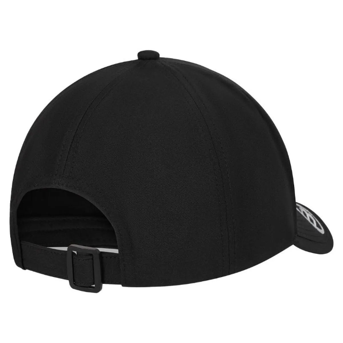 Black Bullpadel Premier Padel baseball cap with curved brim and adjustable strap, featuring the Bullpadel logo on the front.