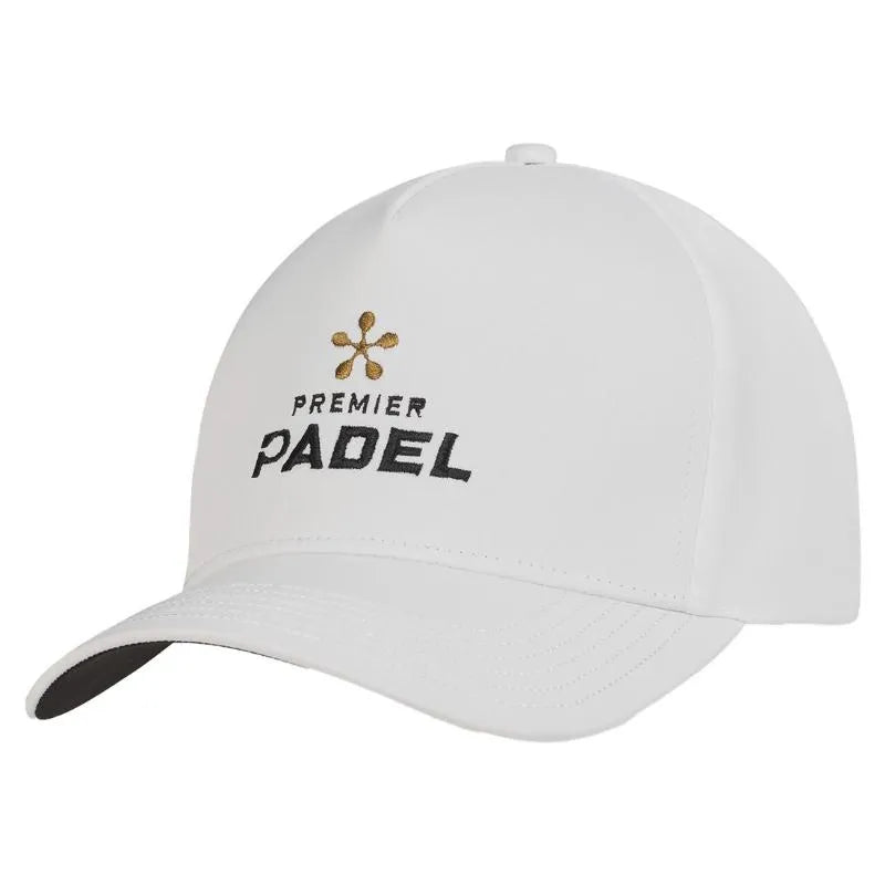 Bullpadel Premier Padel off-white baseball cap with curved brim and adjustable strap, designed for sporty, casual wear.
