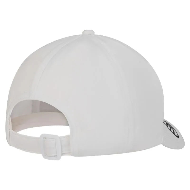 Bullpadel Premier Padel off-white baseball cap with curved brim and adjustable strap, featuring subtle branding on the front.