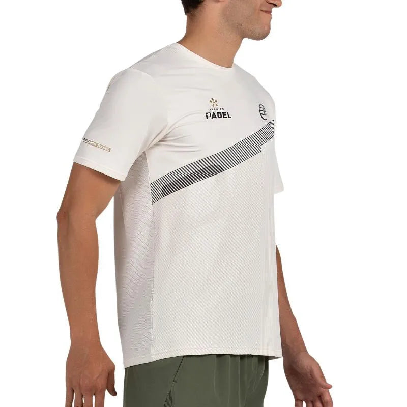 Bullpadel Premier Padel Patos Off-White T-shirt for men, small size, featuring a casual fit and logo design.