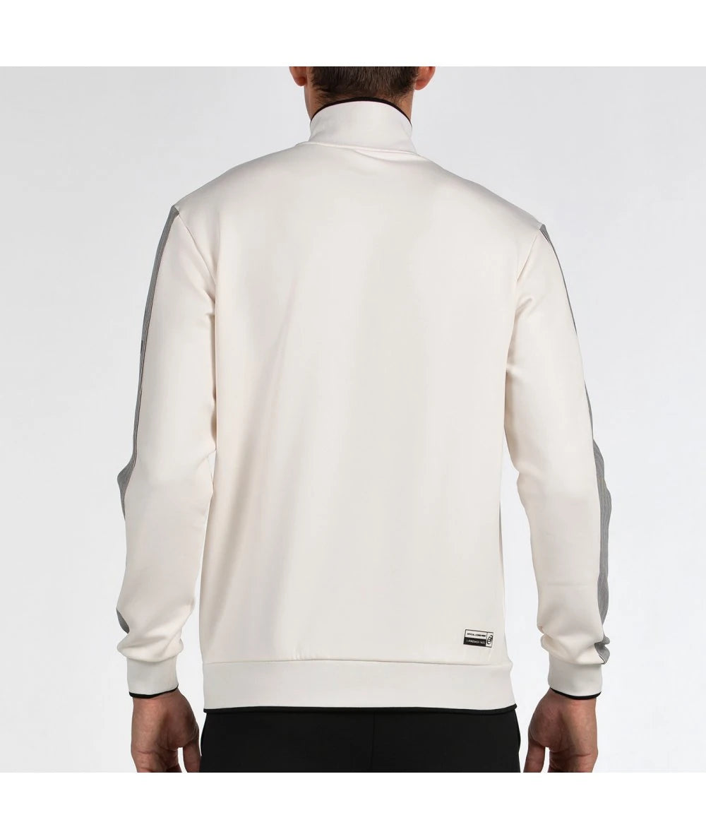 Bullpadel Premier Padel Pindaro Crudo off-white large sweatshirt with logo and sporty design, ideal for padel players.