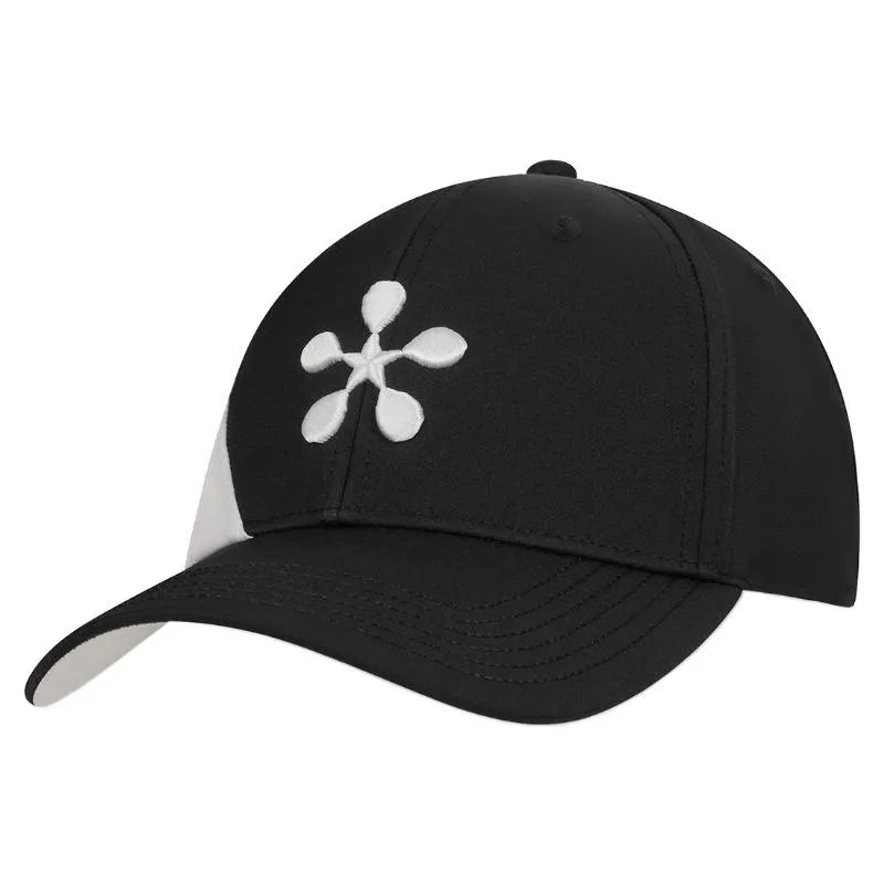 Black Bullpadel Premier Padel baseball cap with curved brim and adjustable strap, featuring the Bullpadel logo on the front.