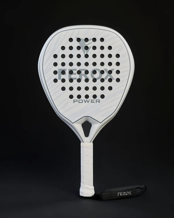 Ferox FEROX POWER 12K carbon padel racket with a sleek design and textured surface, ideal for powerful shots.