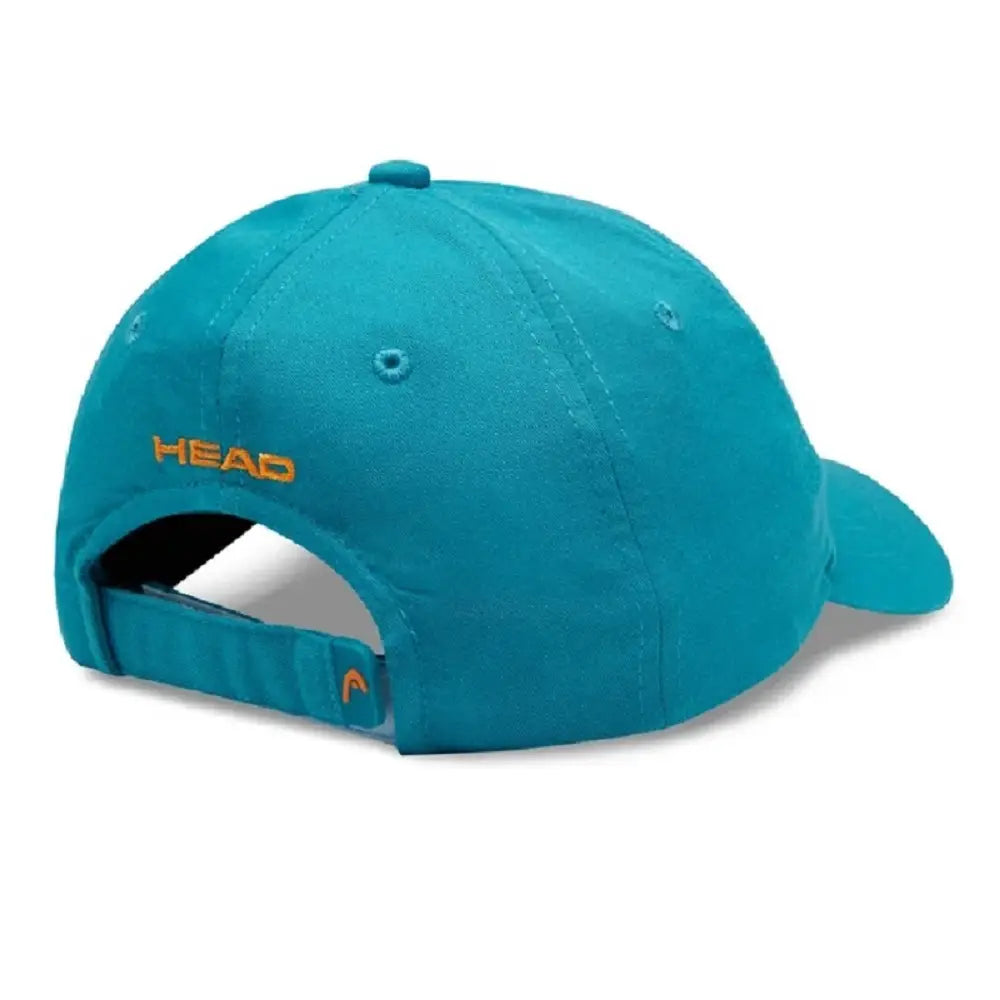 Babolat HEAD Monster Turquoise Junior Cap featuring vibrant turquoise fabric and adjustable strap, designed for young tennis players.