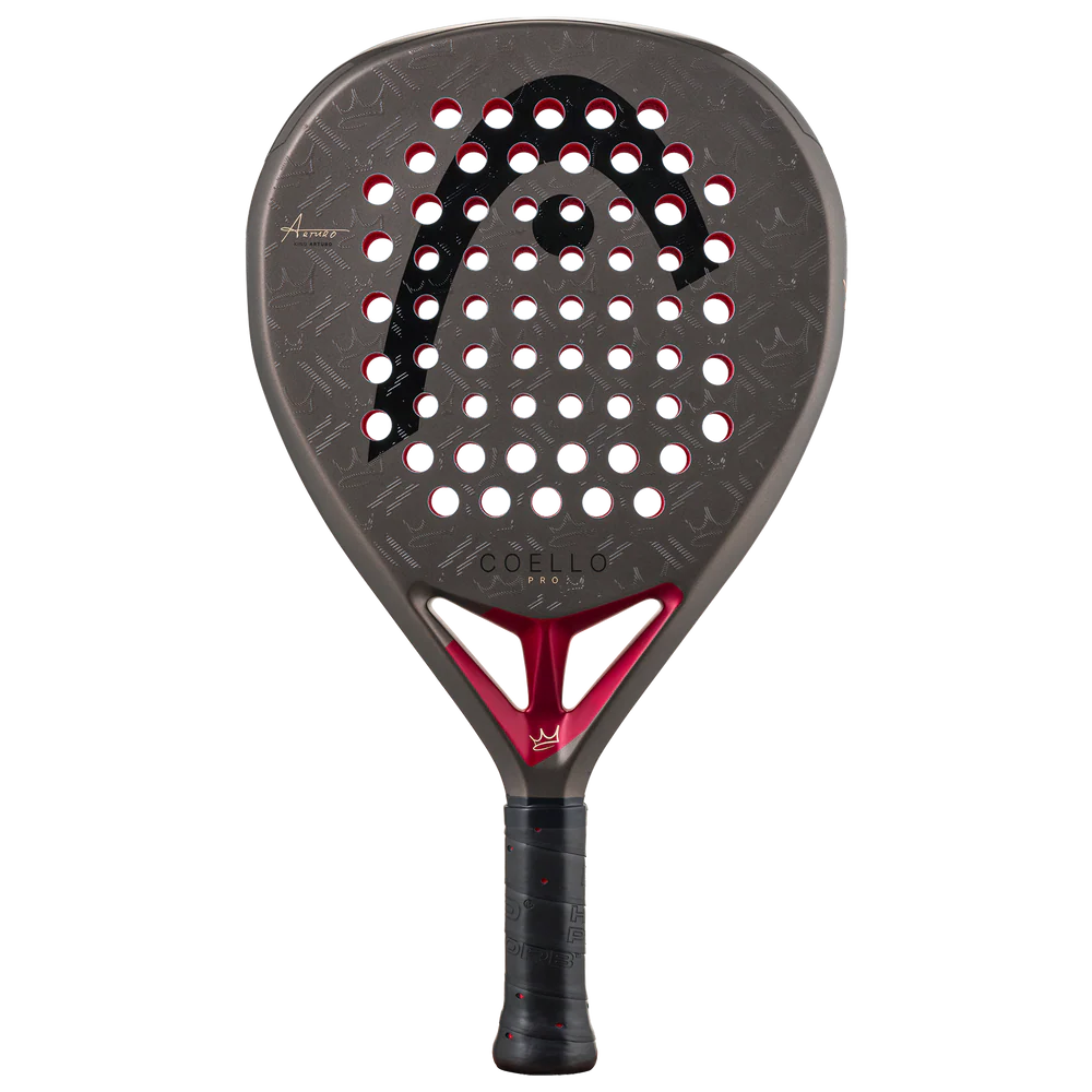 Head Coello Pro 2026 padel racket with black and yellow design, featuring a lightweight frame and ergonomic grip for enhanced performance.