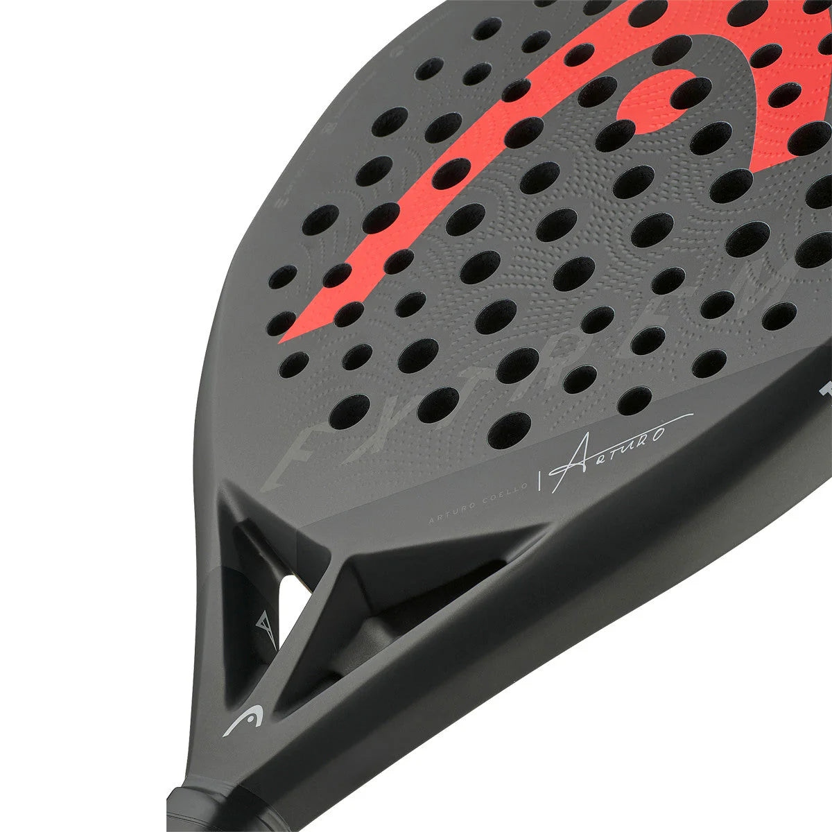 Head Extreme Pro Arturo Coello padel racket with a sleek design, featuring a lightweight frame and grip for powerful shots.