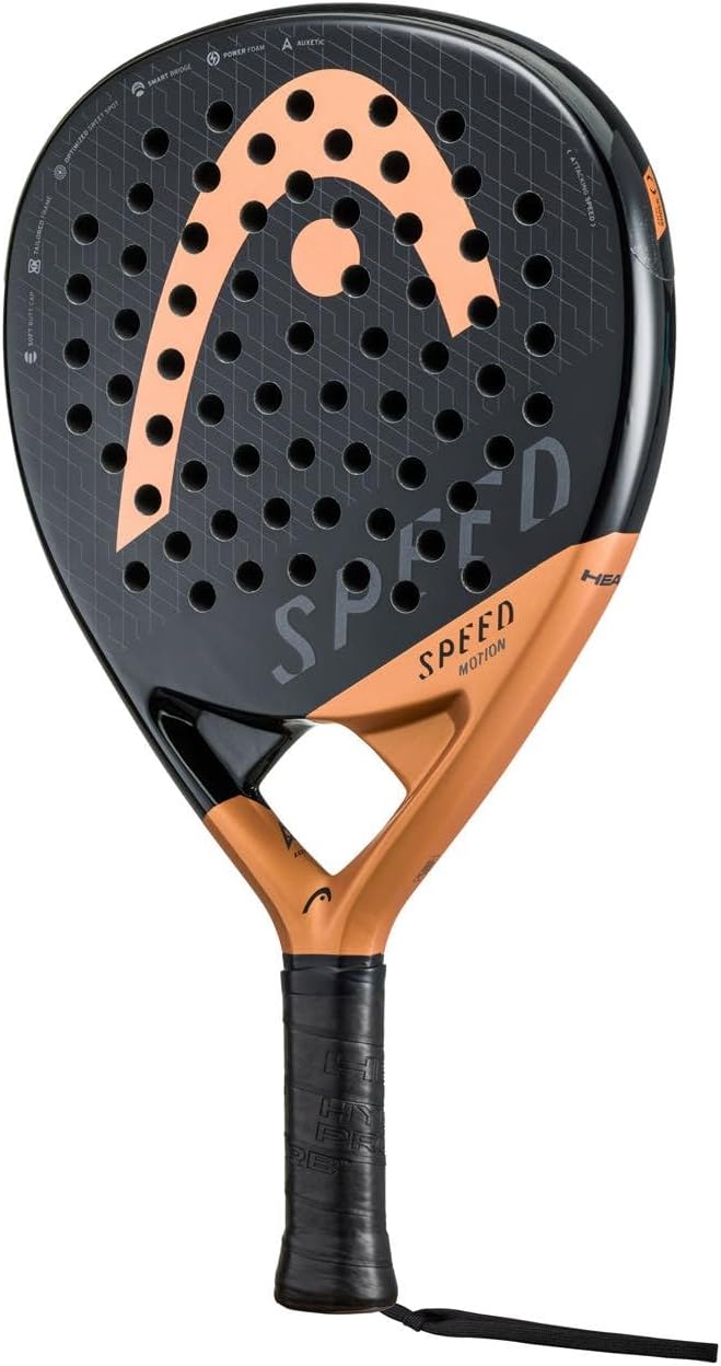 Head Speed Motion padel racket in blue and black with a sleek design, showcasing its lightweight frame and grip for enhanced gameplay.