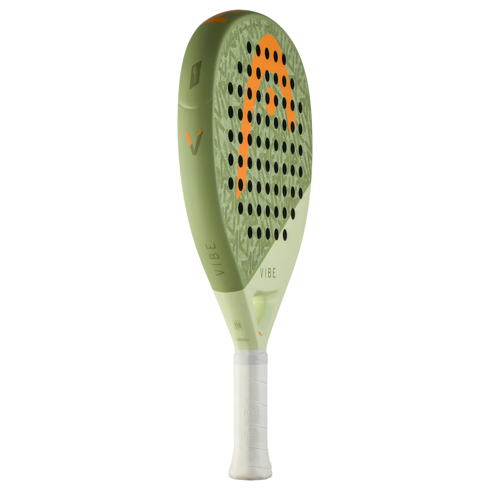 Head Vibe 2026 green and orange padel racket with ergonomic grip and lightweight design, ideal for dynamic gameplay.
