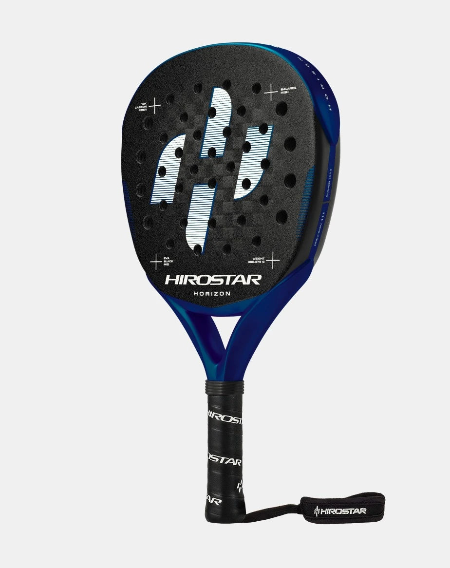 Hirostar Horizon 26 Padel Racket from PDLSport with a sleek design and grip handle, ready for an active game.