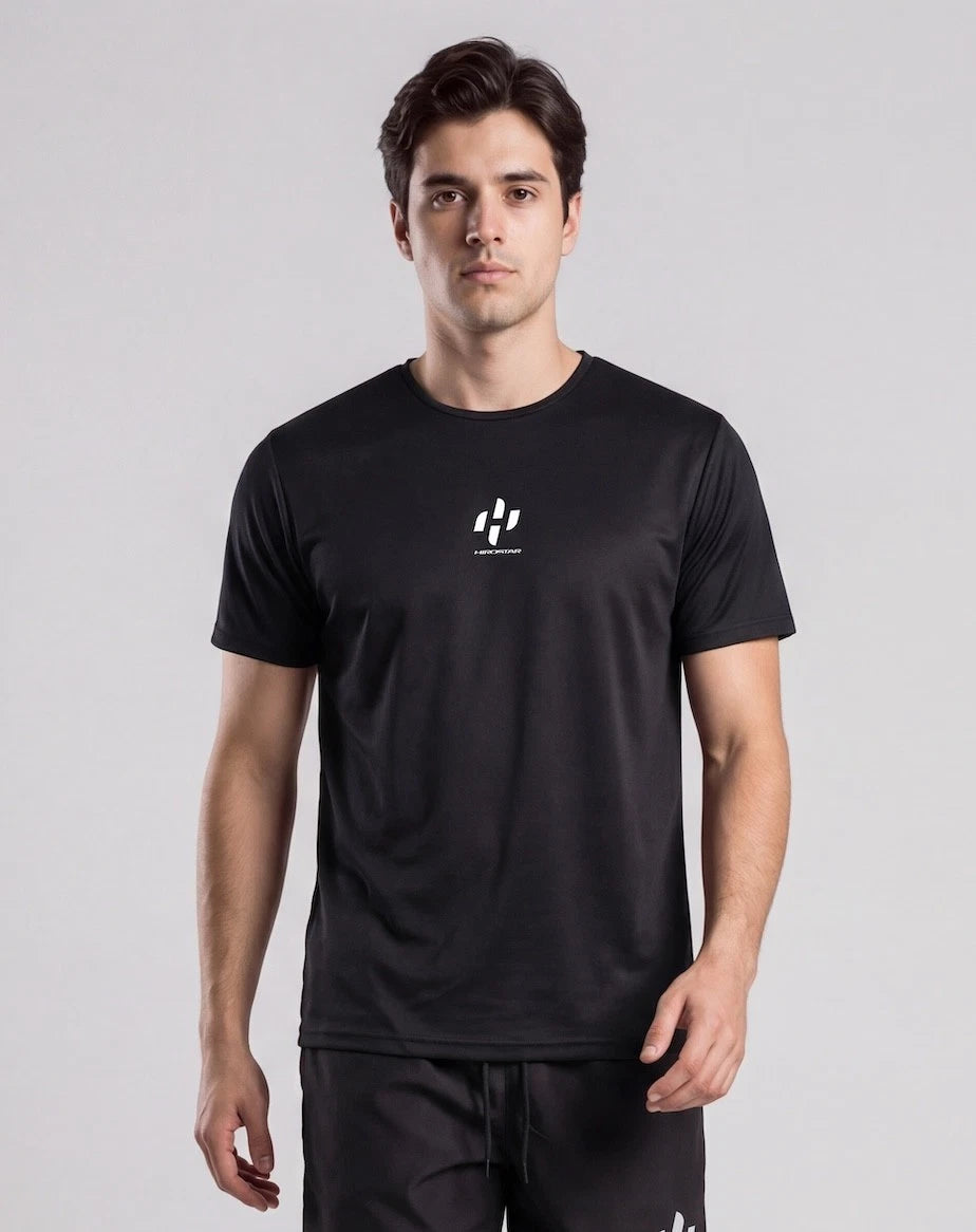 Black Hirostar Street Padel T-Shirt by PDLSport in large size, featuring a comfortable fit and stylish streetwear design.