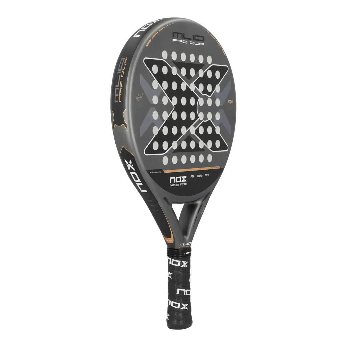 NOX ML10 Pro Cup by Miguel Lamperti, a sleek table tennis paddle with black and red rubber, featuring PDLSport branding.