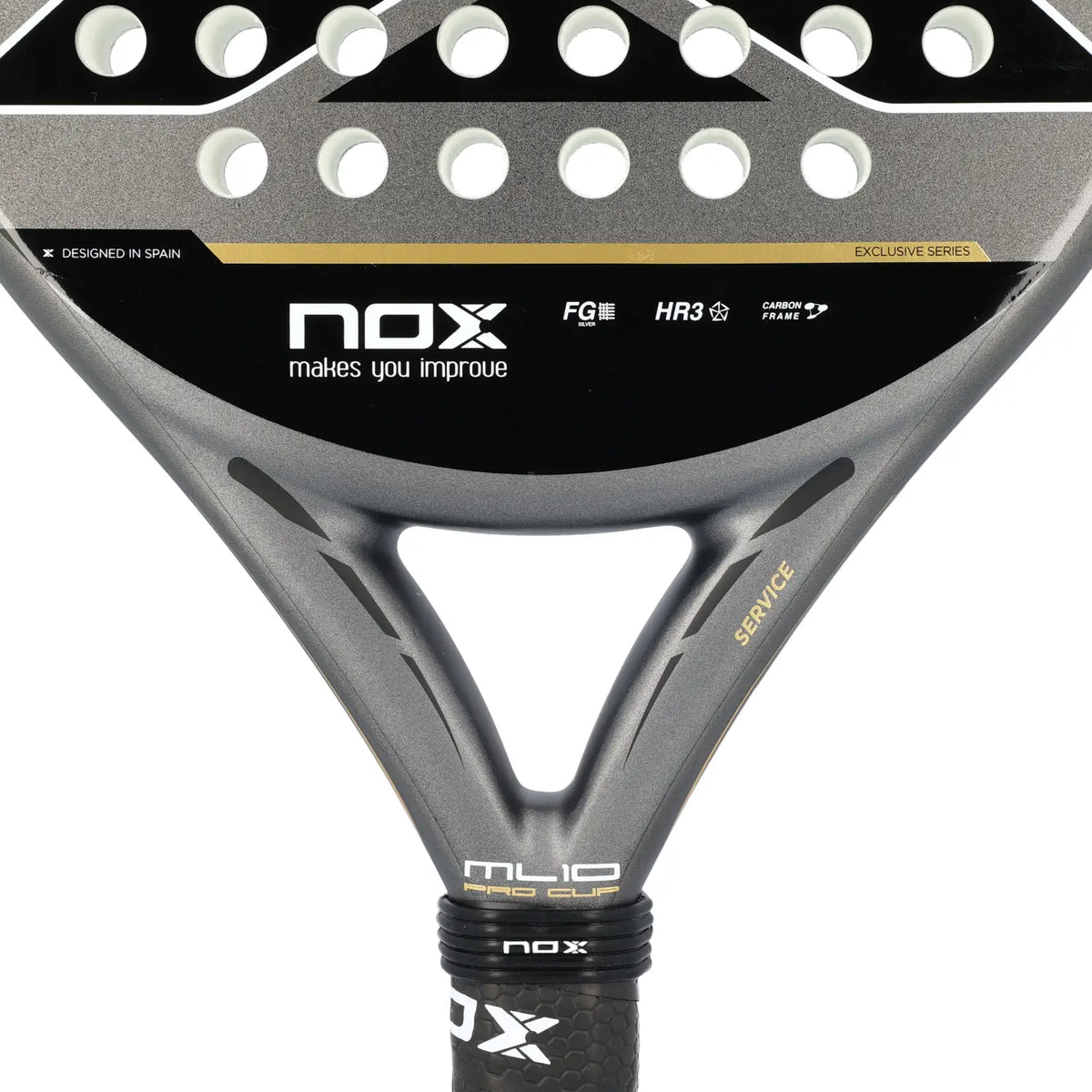 NOX ML10 PRO Cup by Miguel Lamperti, PDLSport, showcasing a sleek, professional paddle with ergonomic handle and vibrant design.