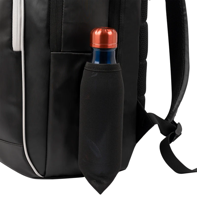Black NOX Padel Backpack Pro Series 28L with multiple compartments and padded straps, designed for padel players.