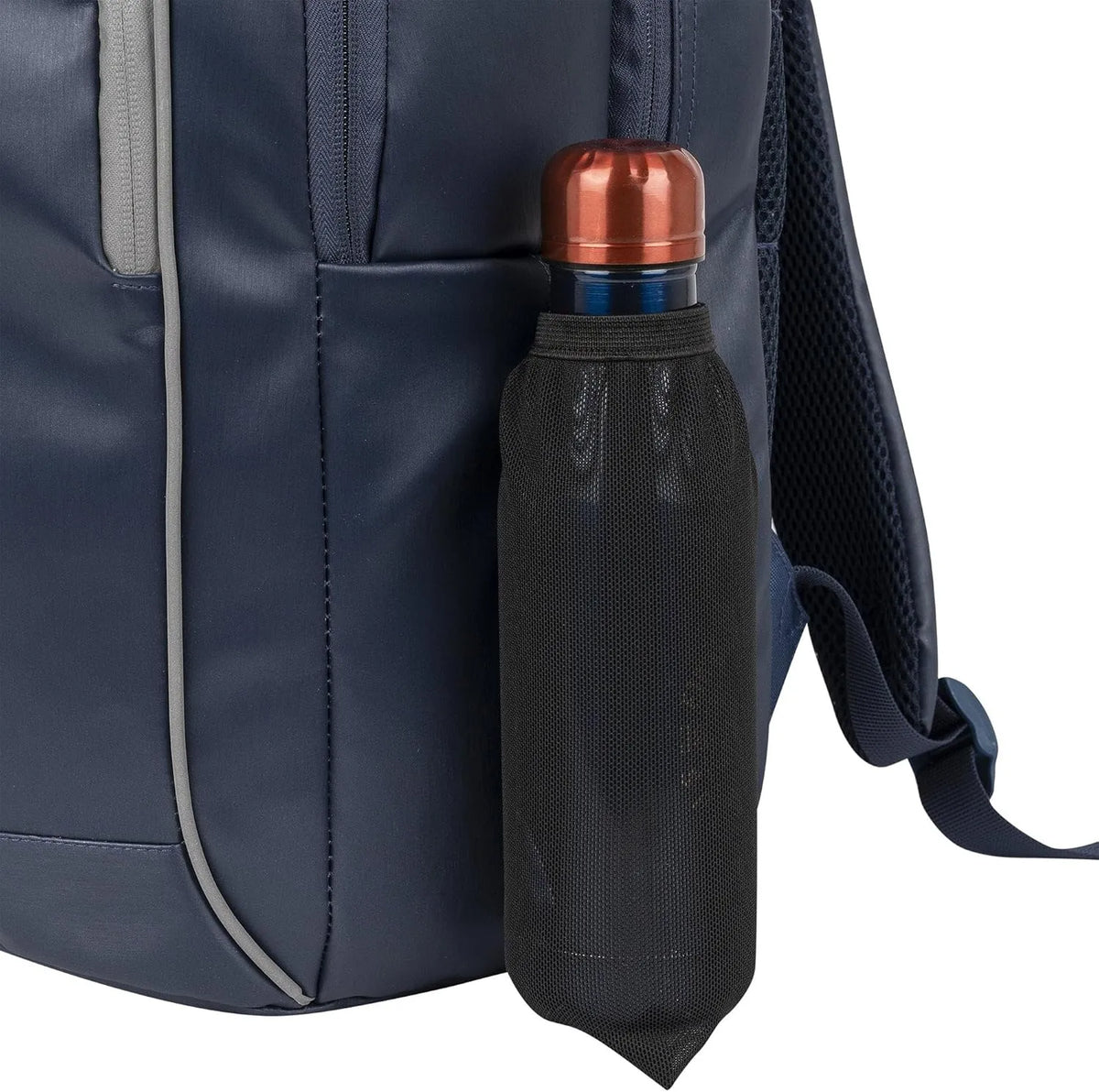 Blue NOX Padel Backpack Pro Series 28L with multiple compartments and padded straps for comfortable carrying.