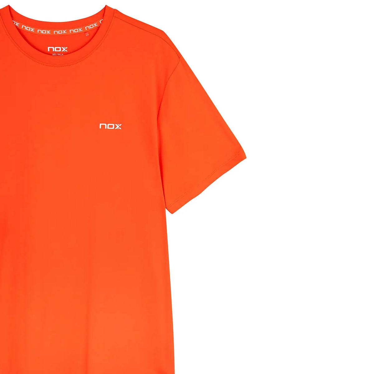 Red NOX Team T-Shirt in medium size displayed with front view, featuring the NOX logo and casual fit.