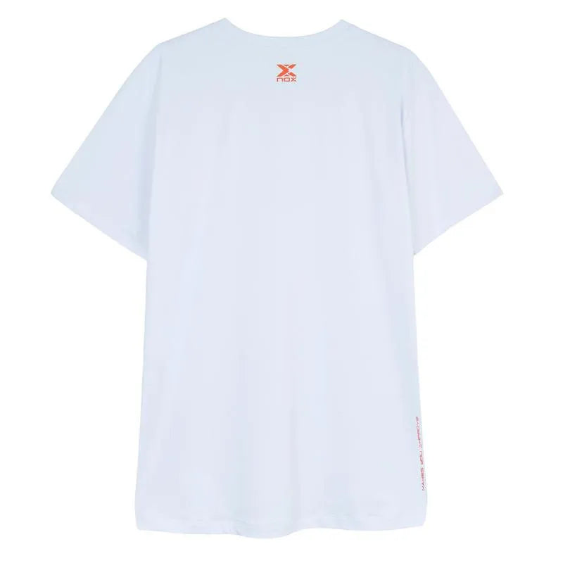 White NOX Team T-Shirt in XXL size displayed on a flat surface, showcasing the casual, sporty design and brand logo.