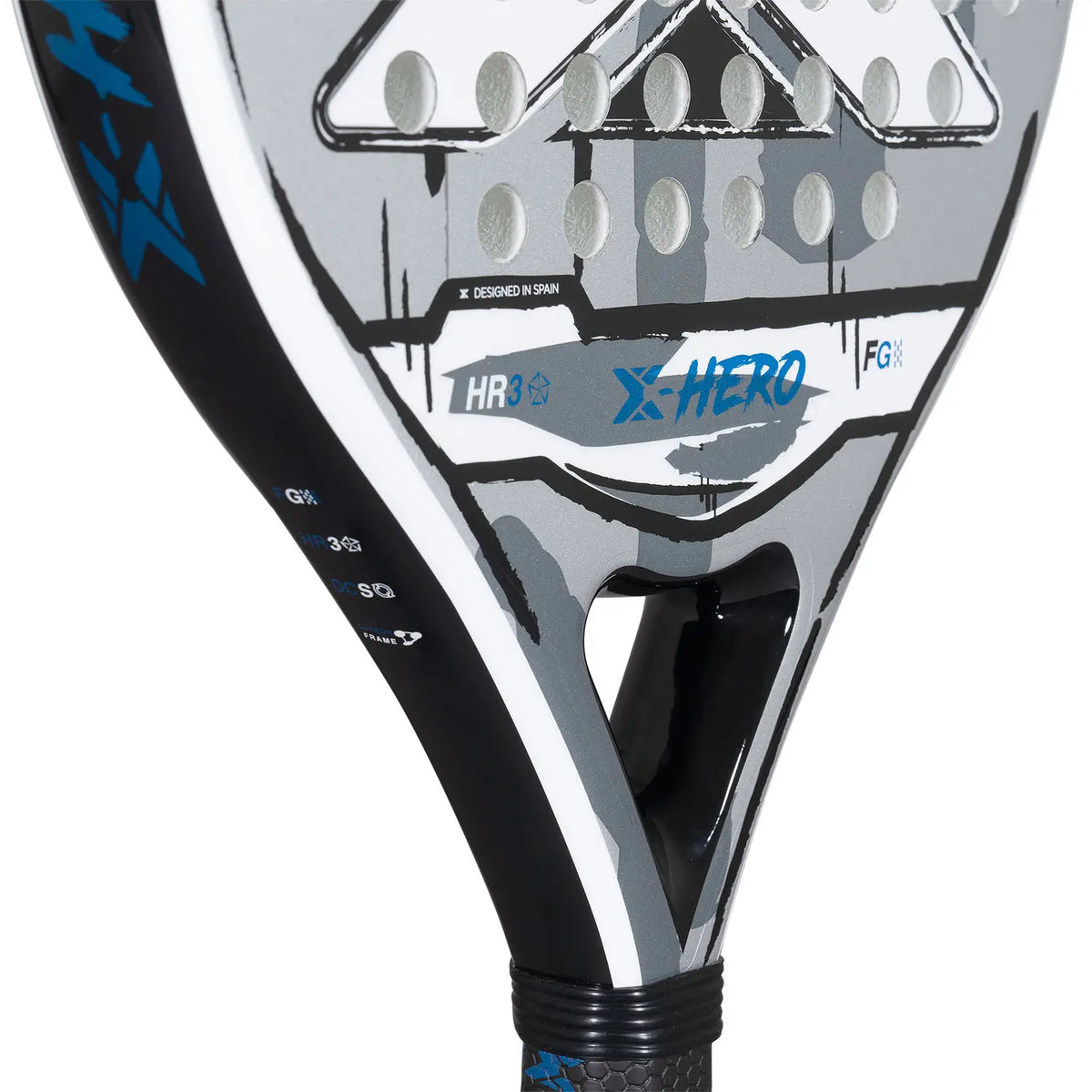 NOX X-HERO WHITE padel racket by PDLSport, showing its sleek white design and grip on a neutral background.