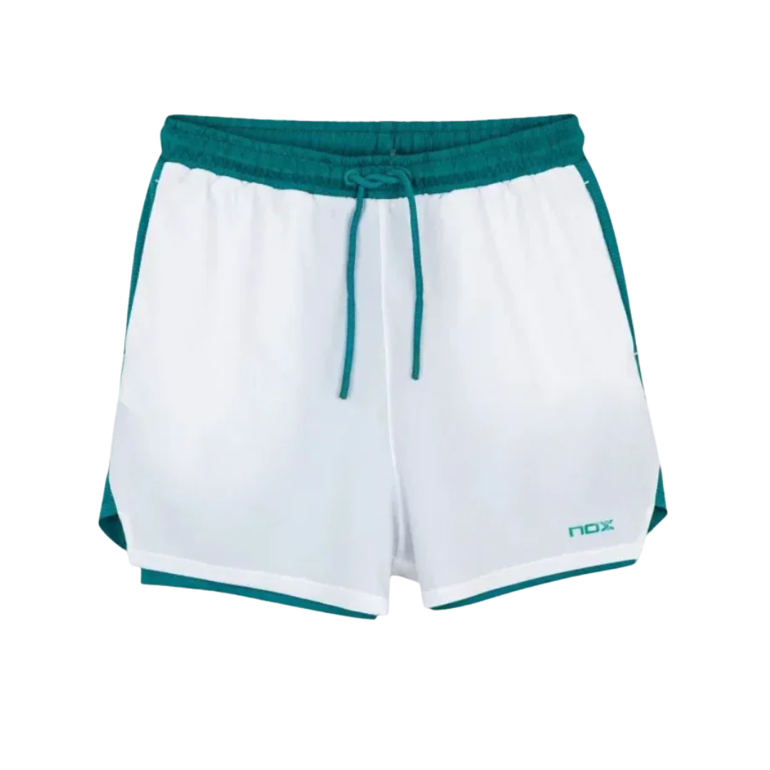 NOX Pro Men’s Padel Shorts – White/Ivy Green