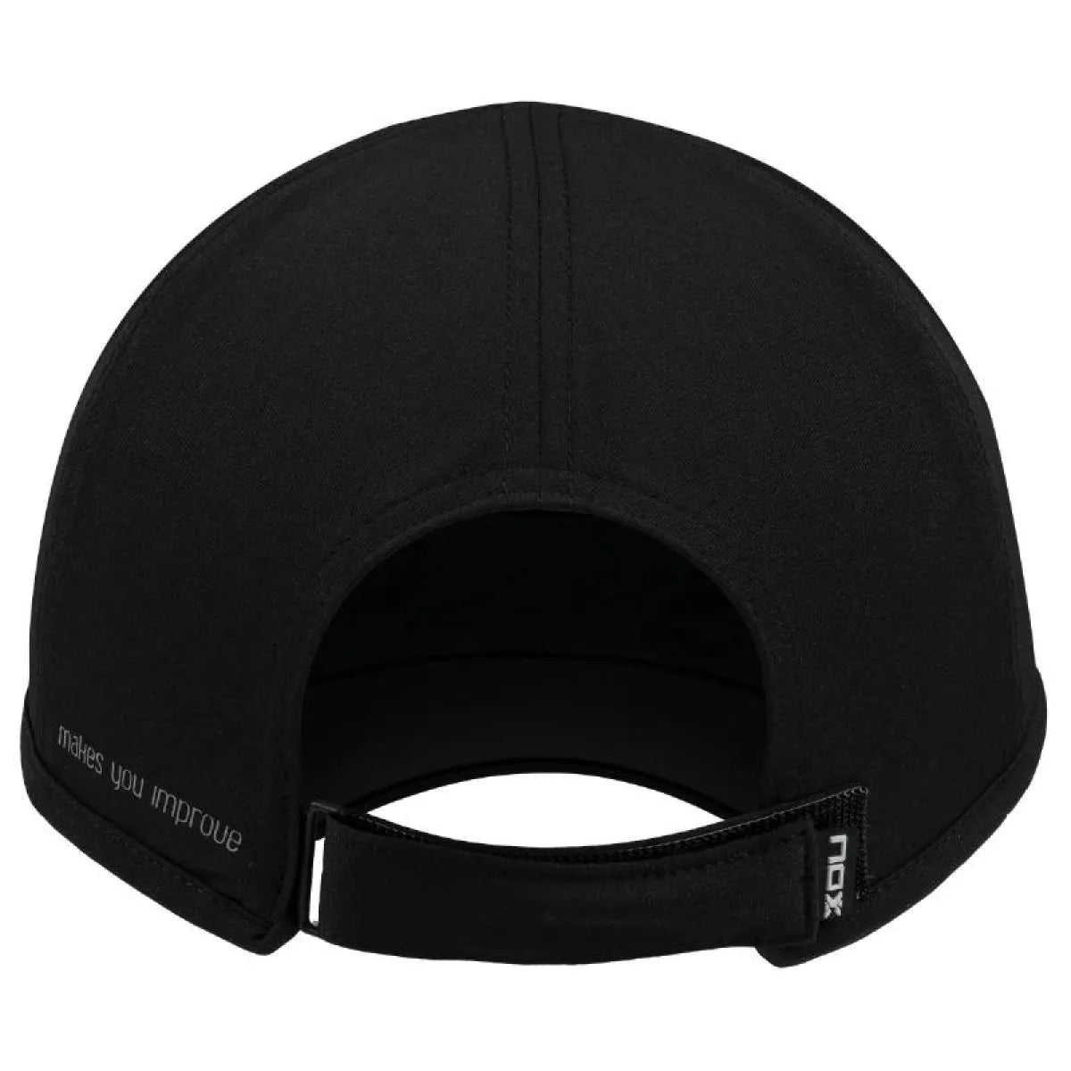 Nox black and white cap with adjustable strap, showcasing a casual sporty style and breathable fabric.