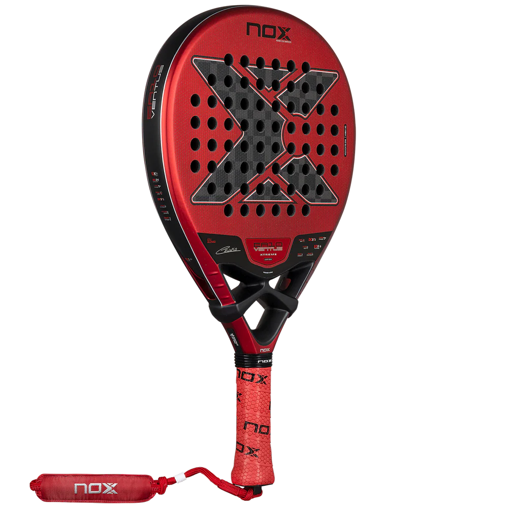 Nox EA10 Ventus Hybrid 12K Xtrem padel racket with a sleek design, featuring graphite surface and ergonomic handle for powerful shots.