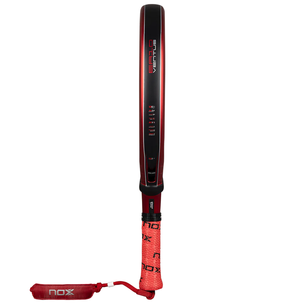 Nox EA10 Ventus Hybrid 12K Xtrem padel racket with black and yellow design, featuring a lightweight frame and textured hitting surface.