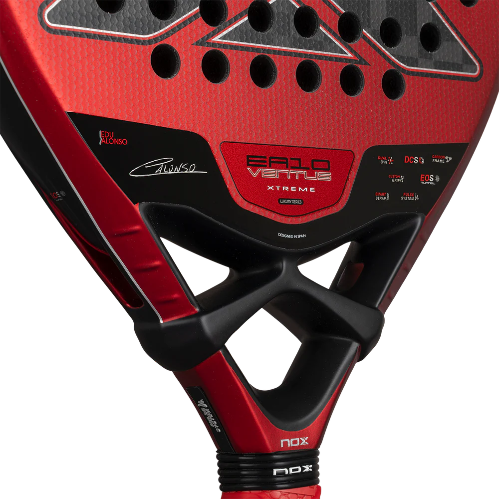 Nox EA10 Ventus Hybrid 12K Xtrem padel racket with black and yellow design, featuring a sleek, lightweight frame and textured hitting surface.