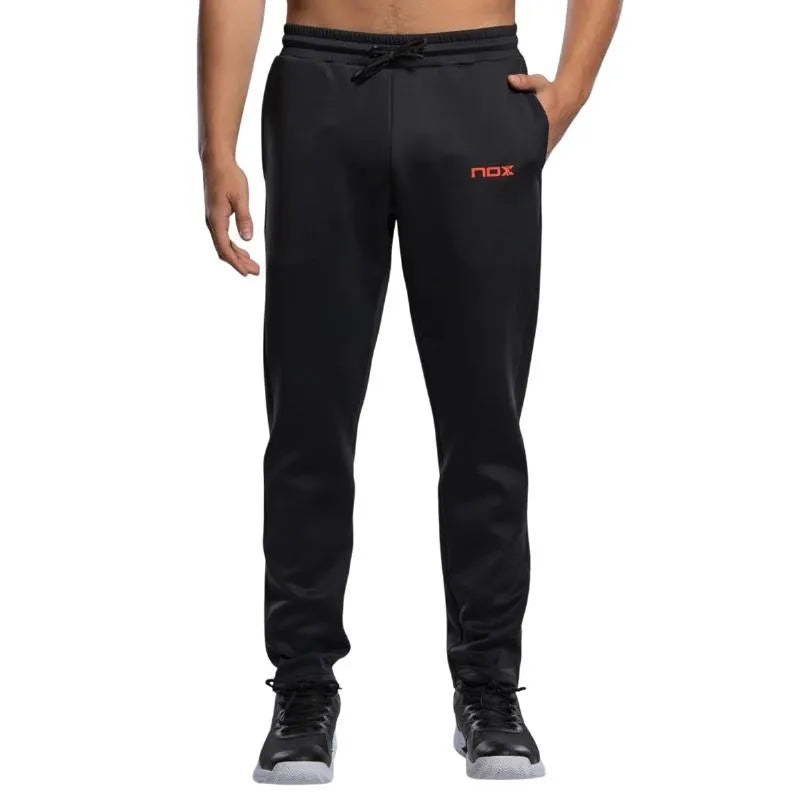 Nox Team Black Pants in medium size, featuring a sleek black design with adjustable waistband and functional side pockets.