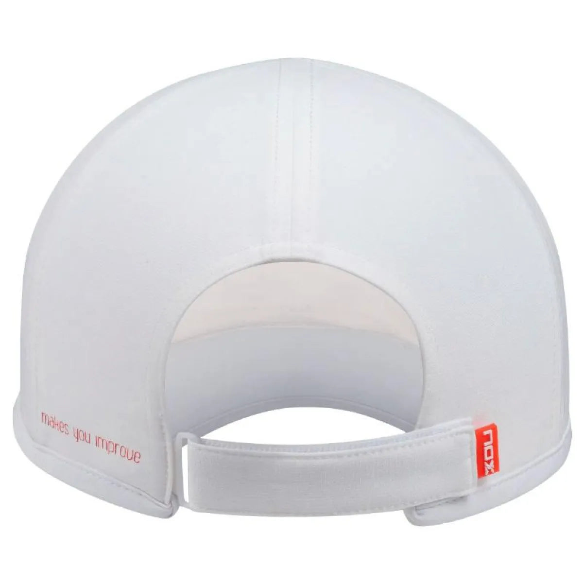 Nox white and red cap with adjustable strap, casual outdoor headwear, featuring the NOX logo on front.