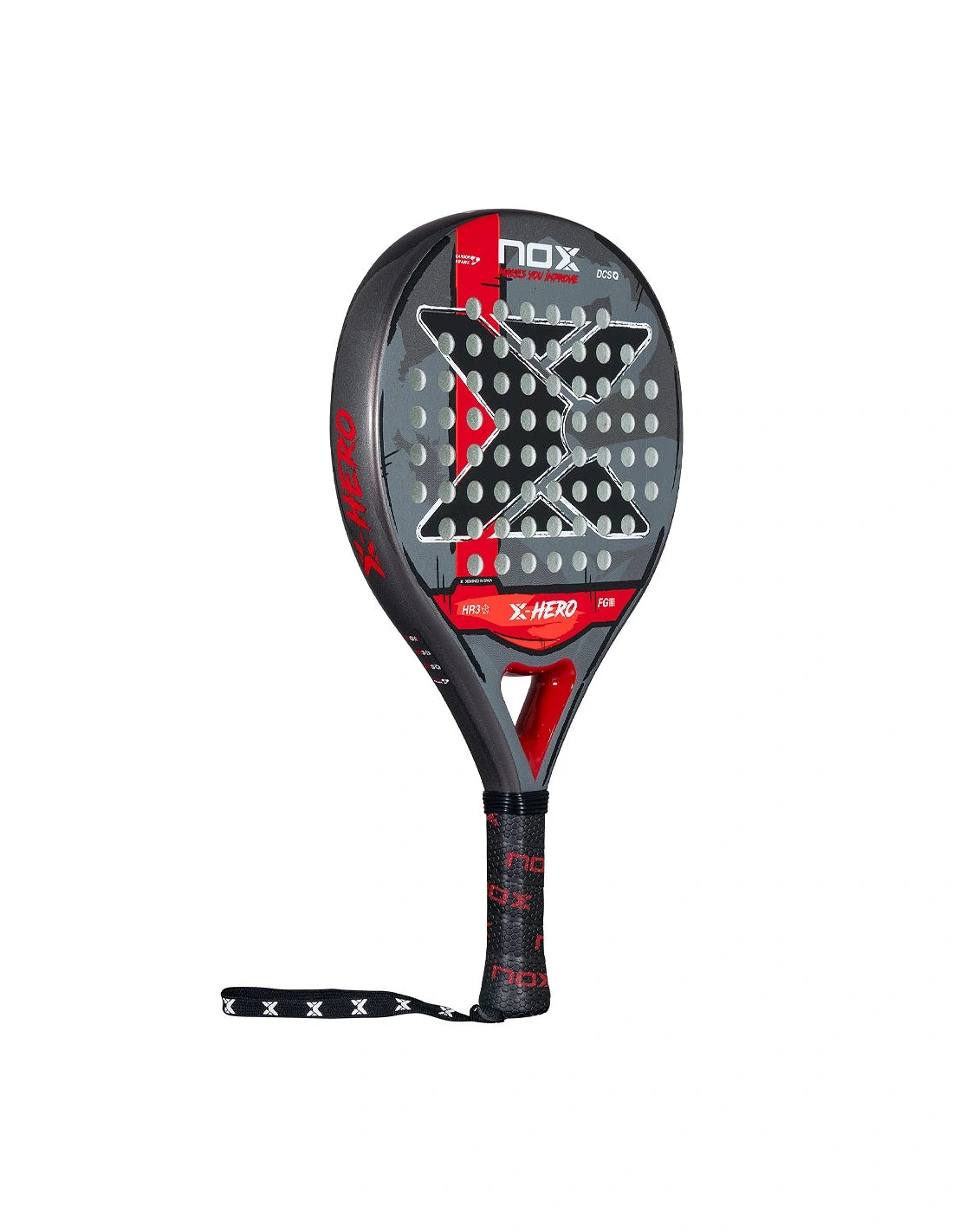 NOX X-Hero Red padel racket by PDLSport, featuring a sleek red design and ergonomic grip for powerful gameplay.