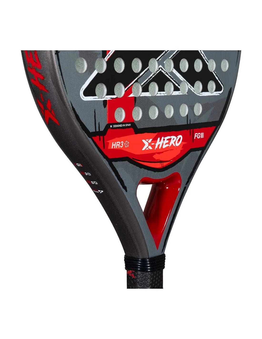 Nox X-Hero Red padel racket by PDLSport, featuring a sleek red design and ergonomic grip, suitable for advanced players