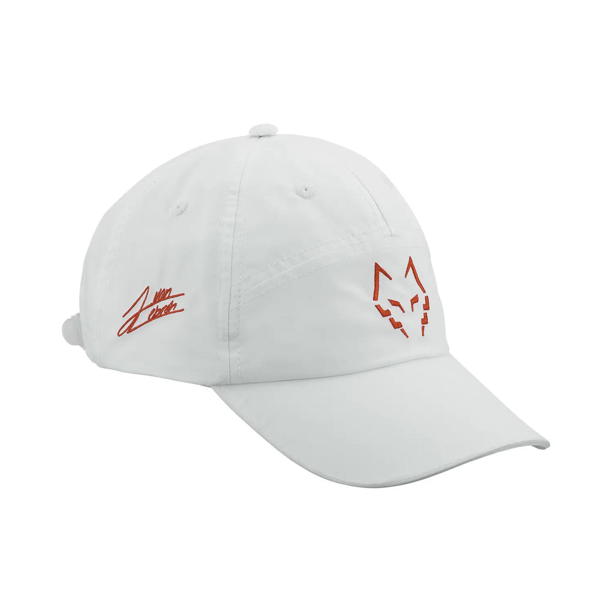 Babolat Juan Lebrón white tennis cap with adjustable strap and Babolat logo on the front, designed for sports performance.