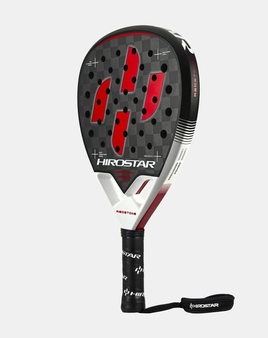 Hirostar Redstone 25 padel racket by PDLSport, featuring a vibrant red design with a sleek frame and grip for enhanced gameplay.