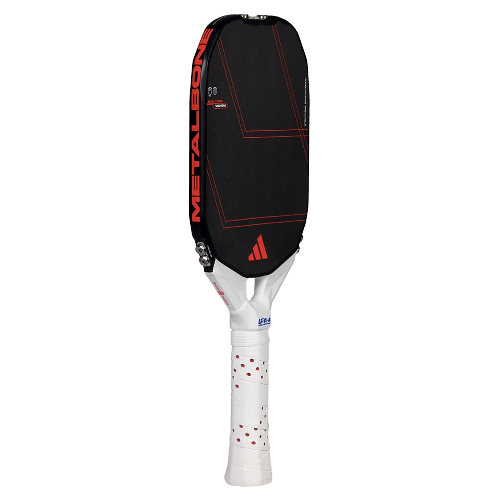 Adidas Metalbone LP S pickleball paddle with blue and black design, featuring a sleek metal core and ergonomic handle.
