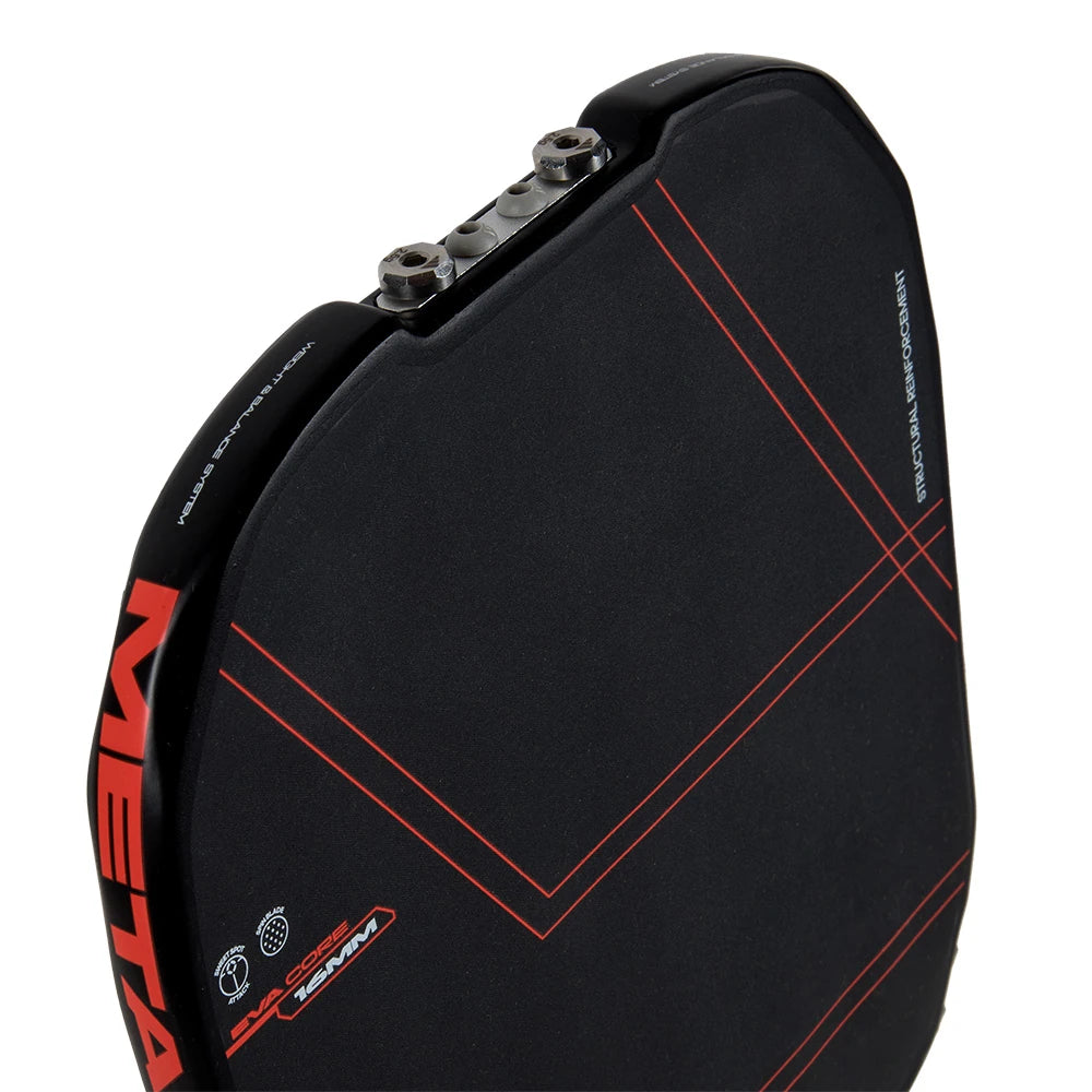 Adidas Metalbone LP S pickleball paddle with black handle and white face, featuring the Adidas logo and grip details.