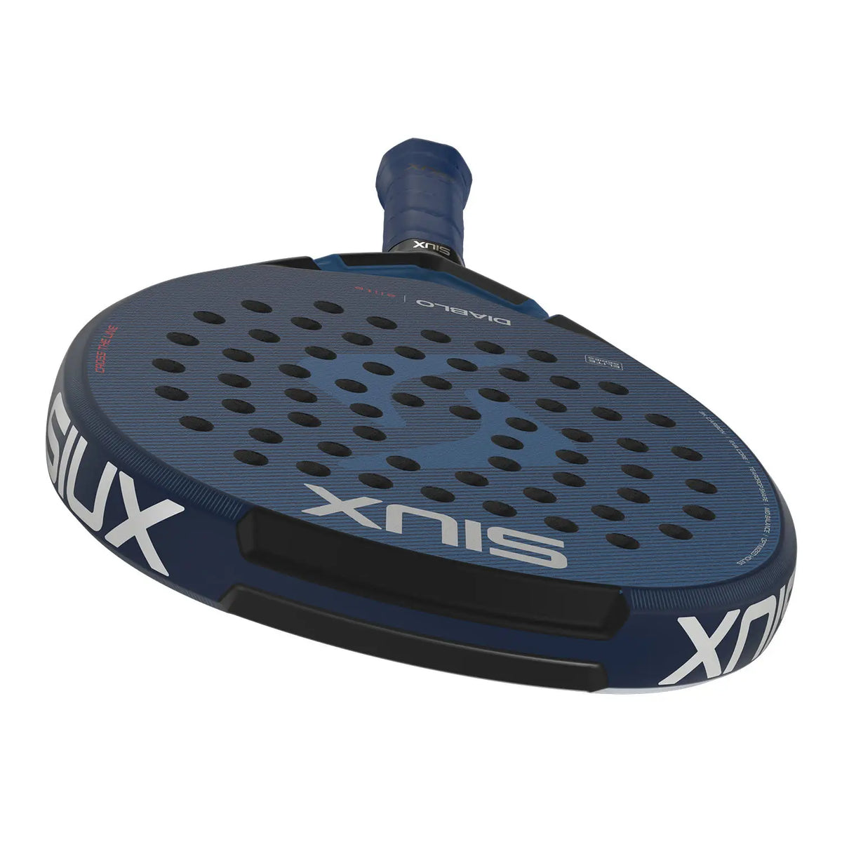 SIUX Diablo Elite 6 padel racket with black and white design, ergonomic handle, and lightweight frame for powerful shots.