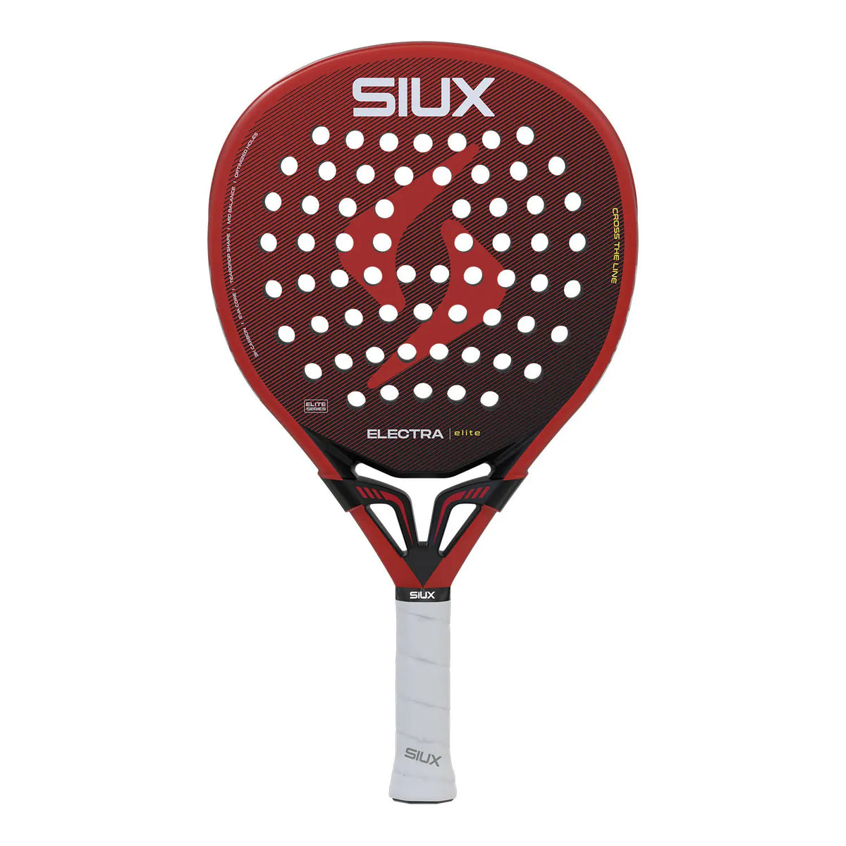 Siux Electra Elite 6 padel racket with black and yellow design, featuring a lightweight frame and textured hitting surface.