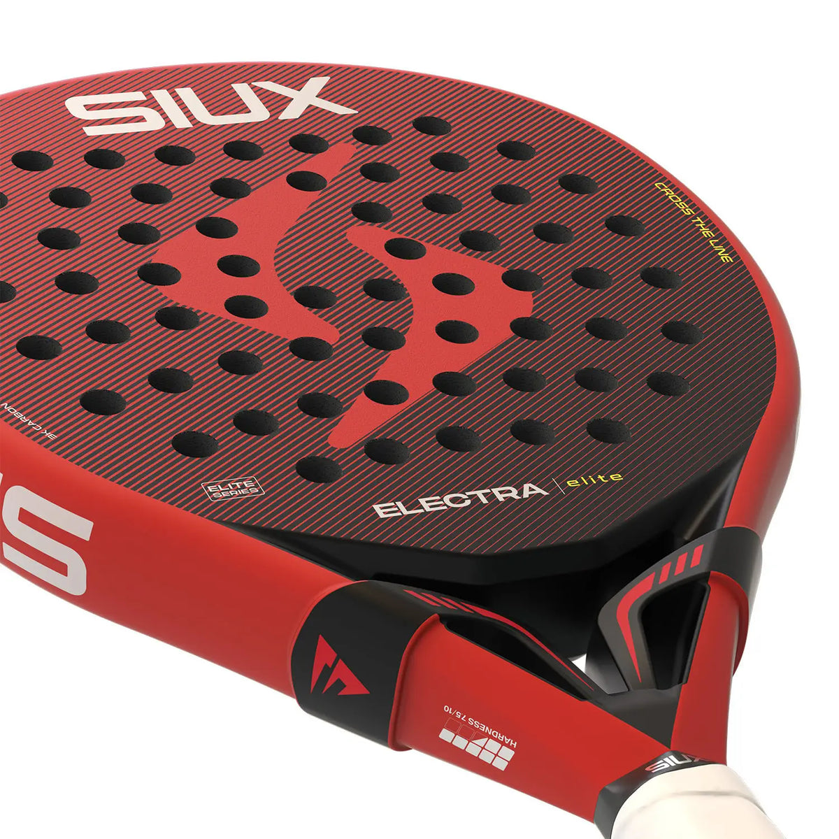SIUX Electra Elite 6 padel racket by PDLSport, featuring a sleek design with a rounded shape and perforated surface.