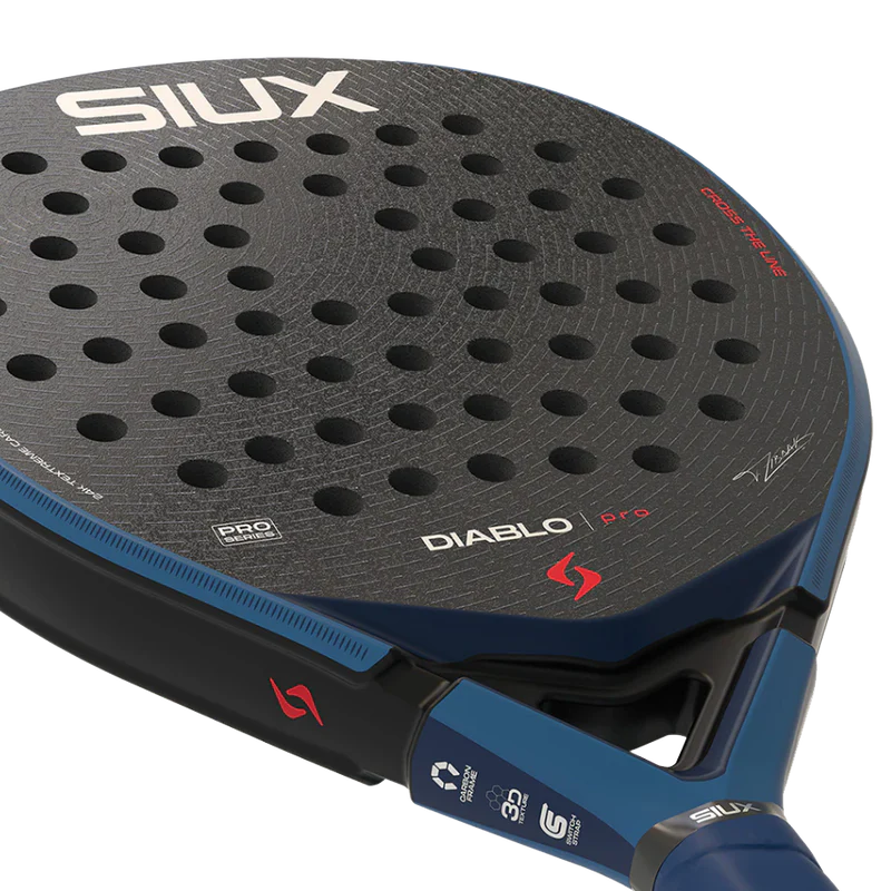 Siux Diablo Pro 2026 Night Blue padel racket with sleek blue design and ergonomic grip, ideal for advanced players.