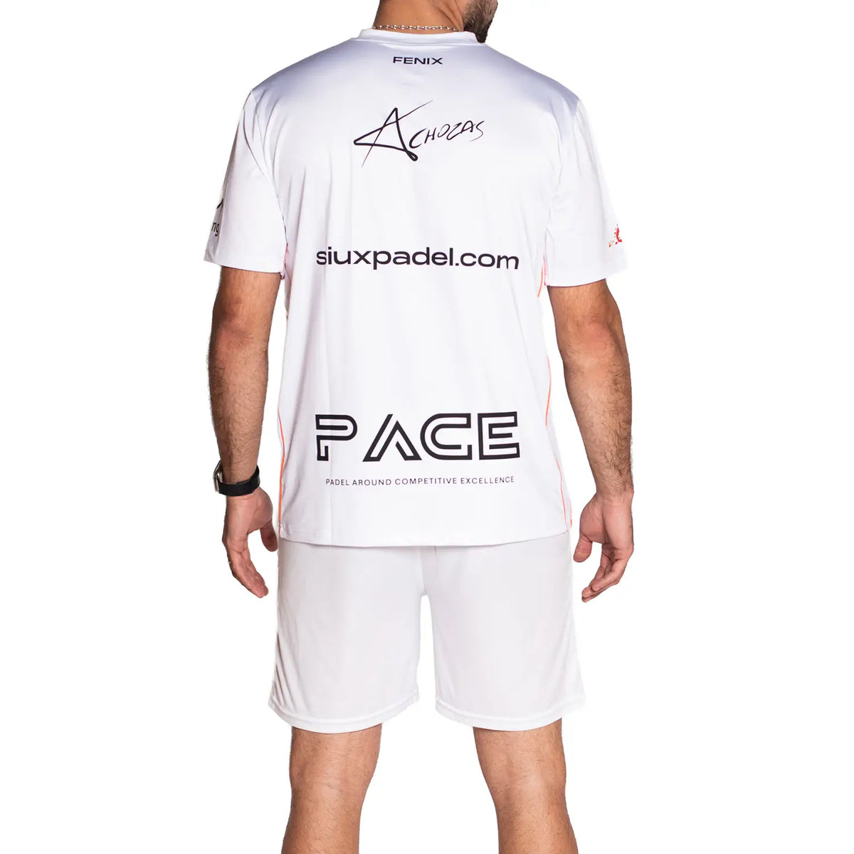 White SIUX FENIX CHOZAS official T-shirt by PDLSport, front view showing the logo and design details.