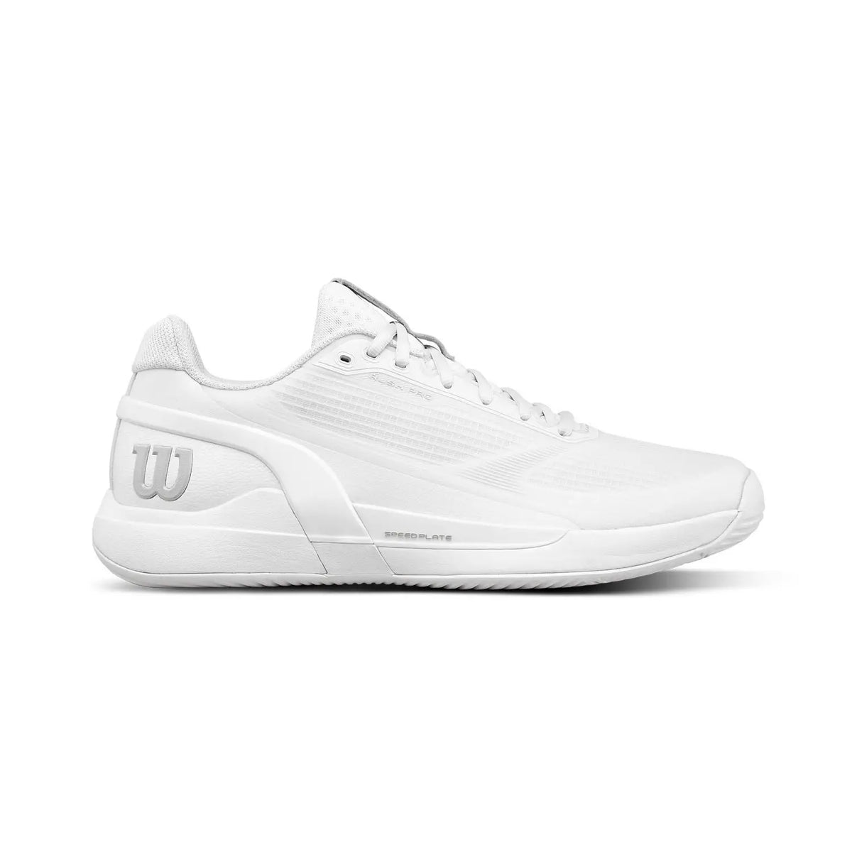 Wilson Rush Pro 5 Padel white shoes in UK size 8, featuring a sleek design and supportive sole for padel tennis.