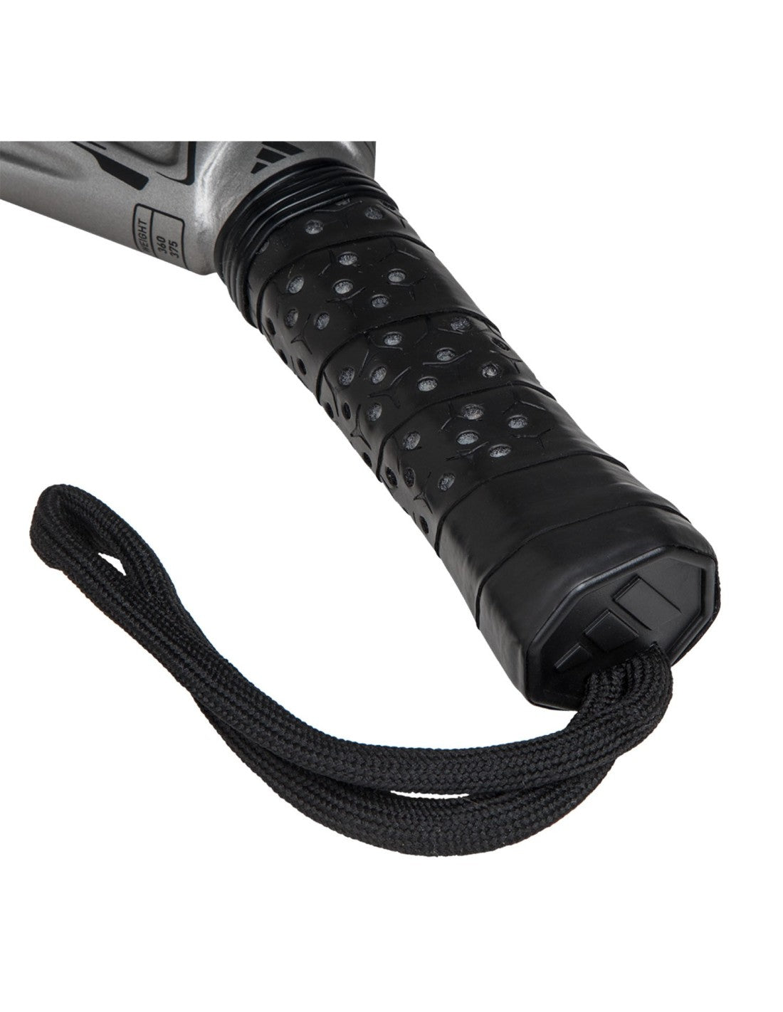 Adidas Adipower Carbon Ctrl padel racket with black and white design, featuring carbon fiber construction and ergonomic grip.
