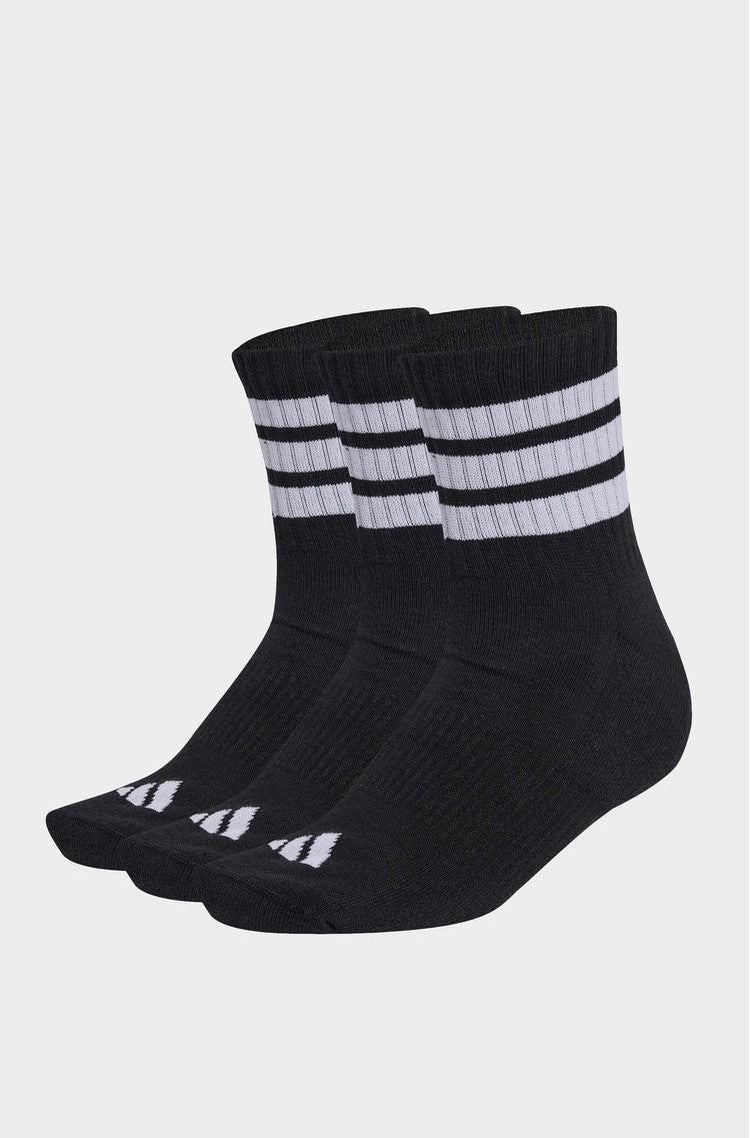Adidas 3 Stripes Cushioned Mid Cut Socks - Black | White