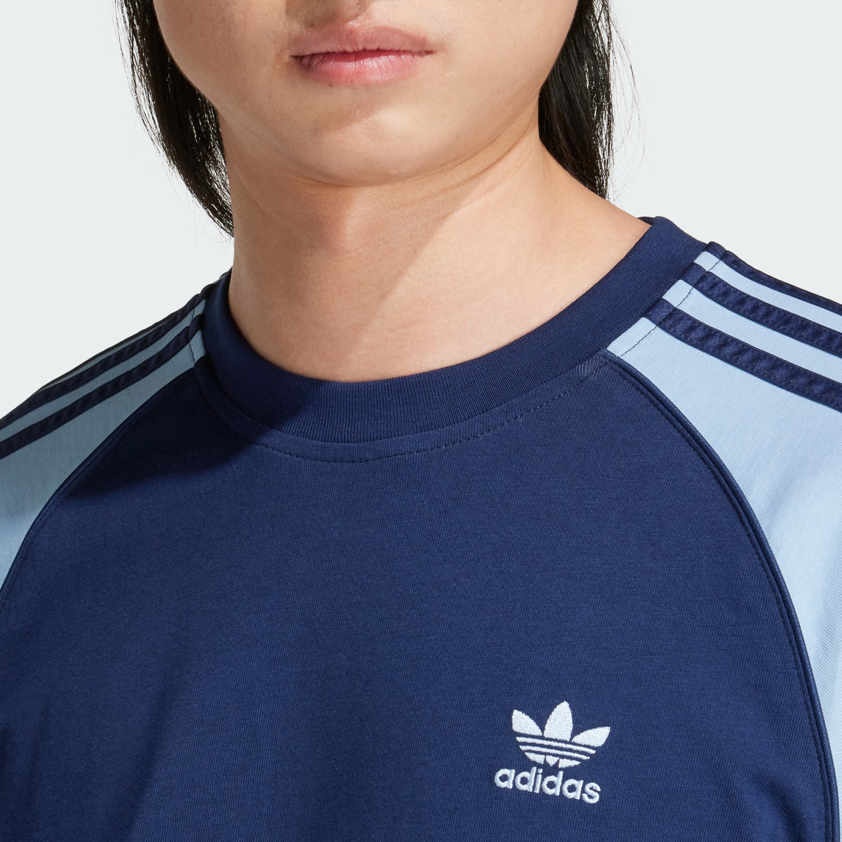 Adidas Colourblocked 3-Stripes T-Shirt – Night Indigo/Clear Sky