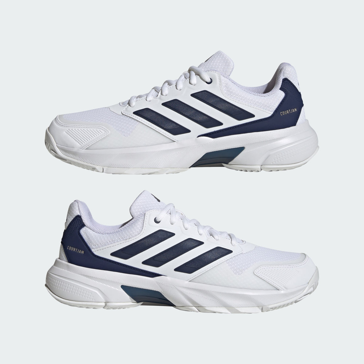 Adidas CourtJam Control 3 Men’s Tennis Shoes – Cloud White/Dark Blue/Cyber Metallic