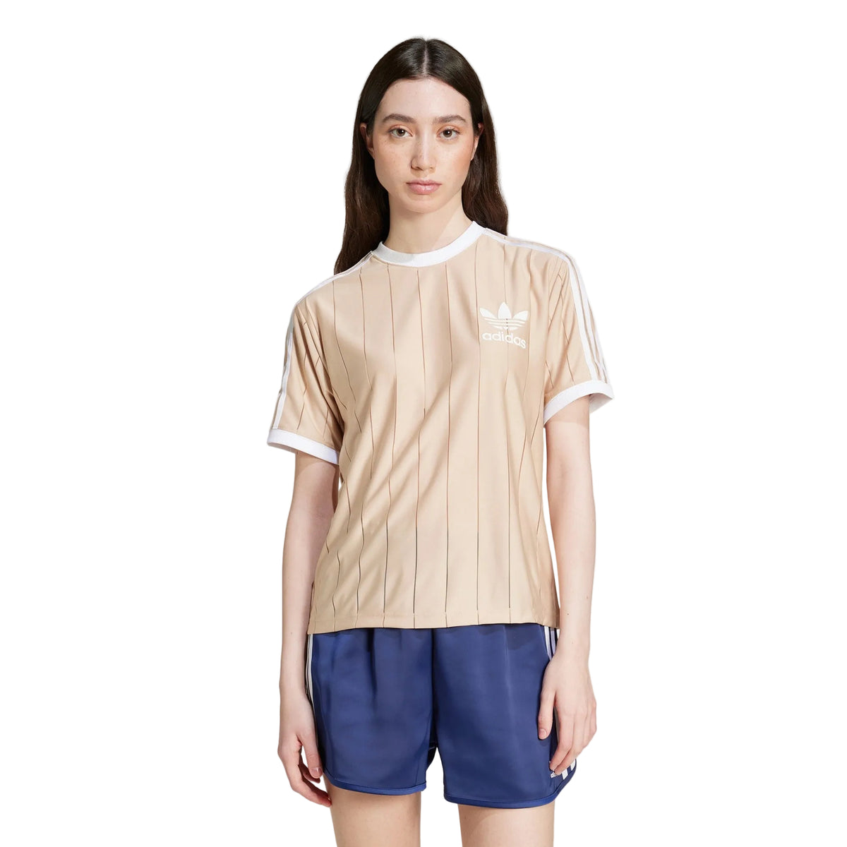 Adidas Women’s Adicolor 3-Stripes Pinstripe T-Shirt – Magic Beige